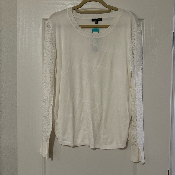 LETY & ME Vittoria Pointelle Sleeve Sweater - Color Off-White - Size XXL - Picture 1 of 6